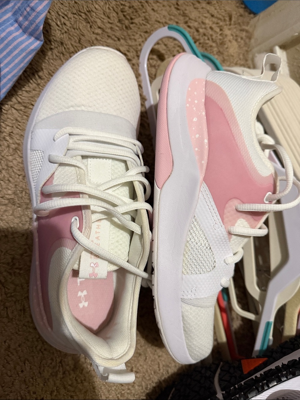 Under Armour White and Pink Women's Athletic Sneakers